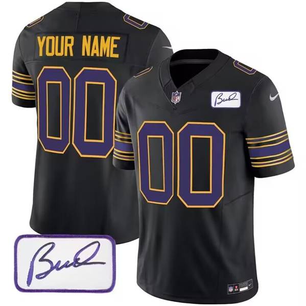 Men's Minnesota Vikings Customized Black 2023 F.U.S.E. Bud Grant patch Limited Stitched Football Jersey